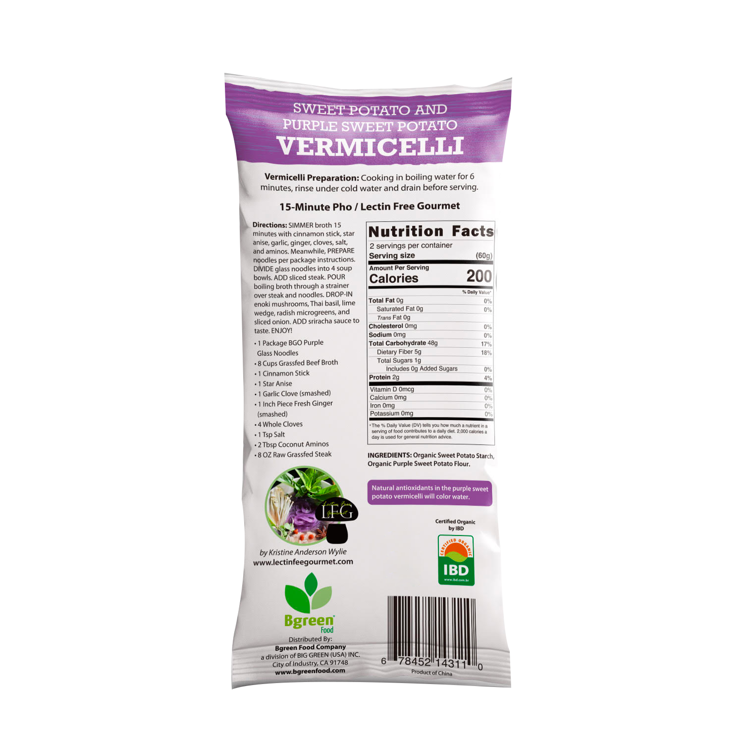 Bgreen Organic Purple Yam + Sweet Potato Vermicelli 有機紫薯粉絲