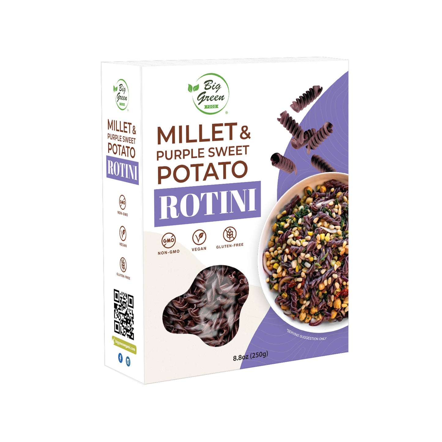 Big Green Food Millet & Purple Sweet Potato Rotini 小米 & 紫薯螺旋通心粉