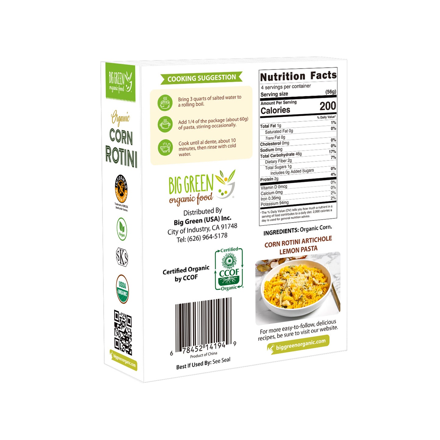 Organic Corn Rotini 有机玉米螺旋面