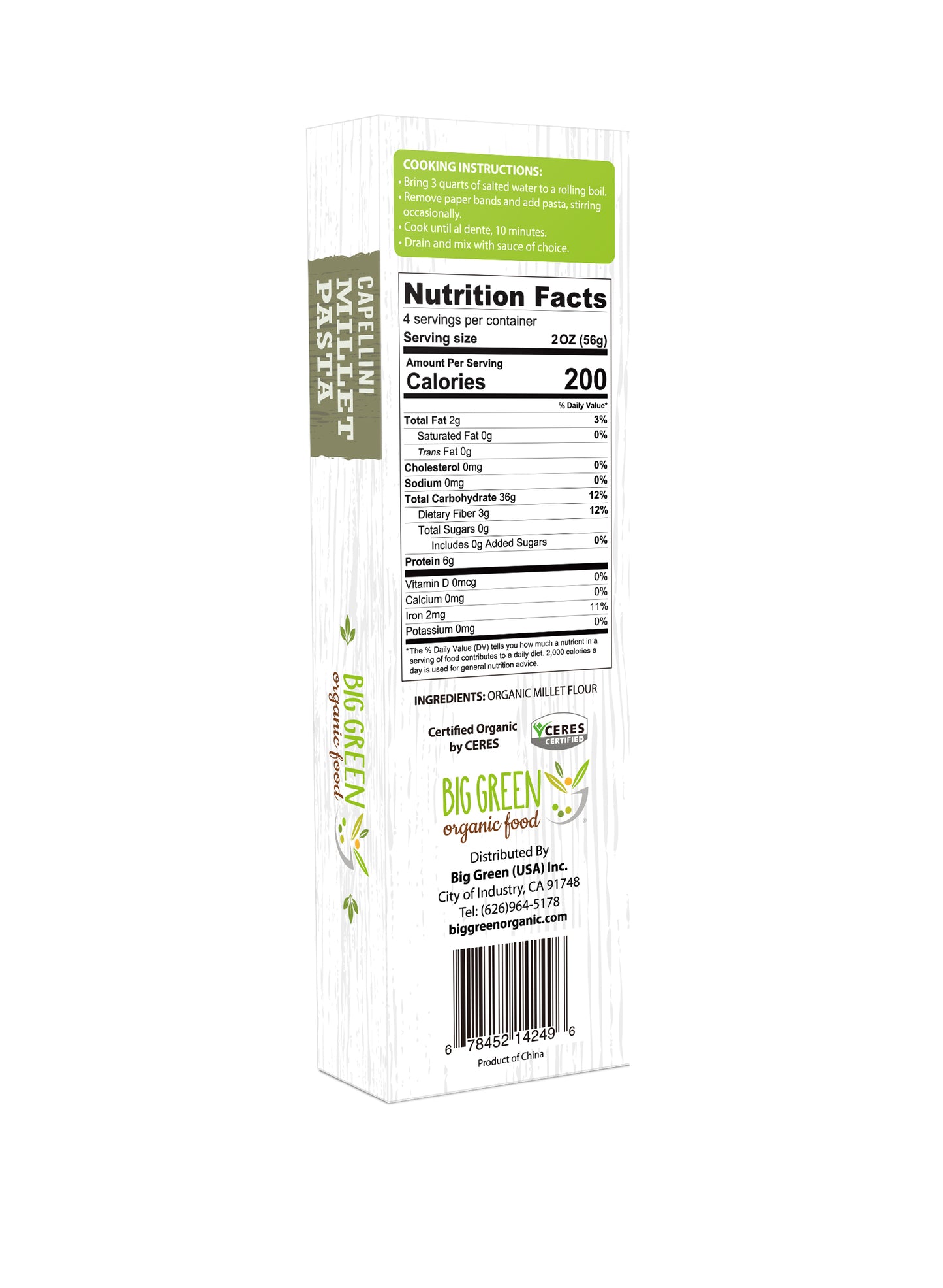 Big Green Organic Food Organic Millet Capellini 有機小米直面