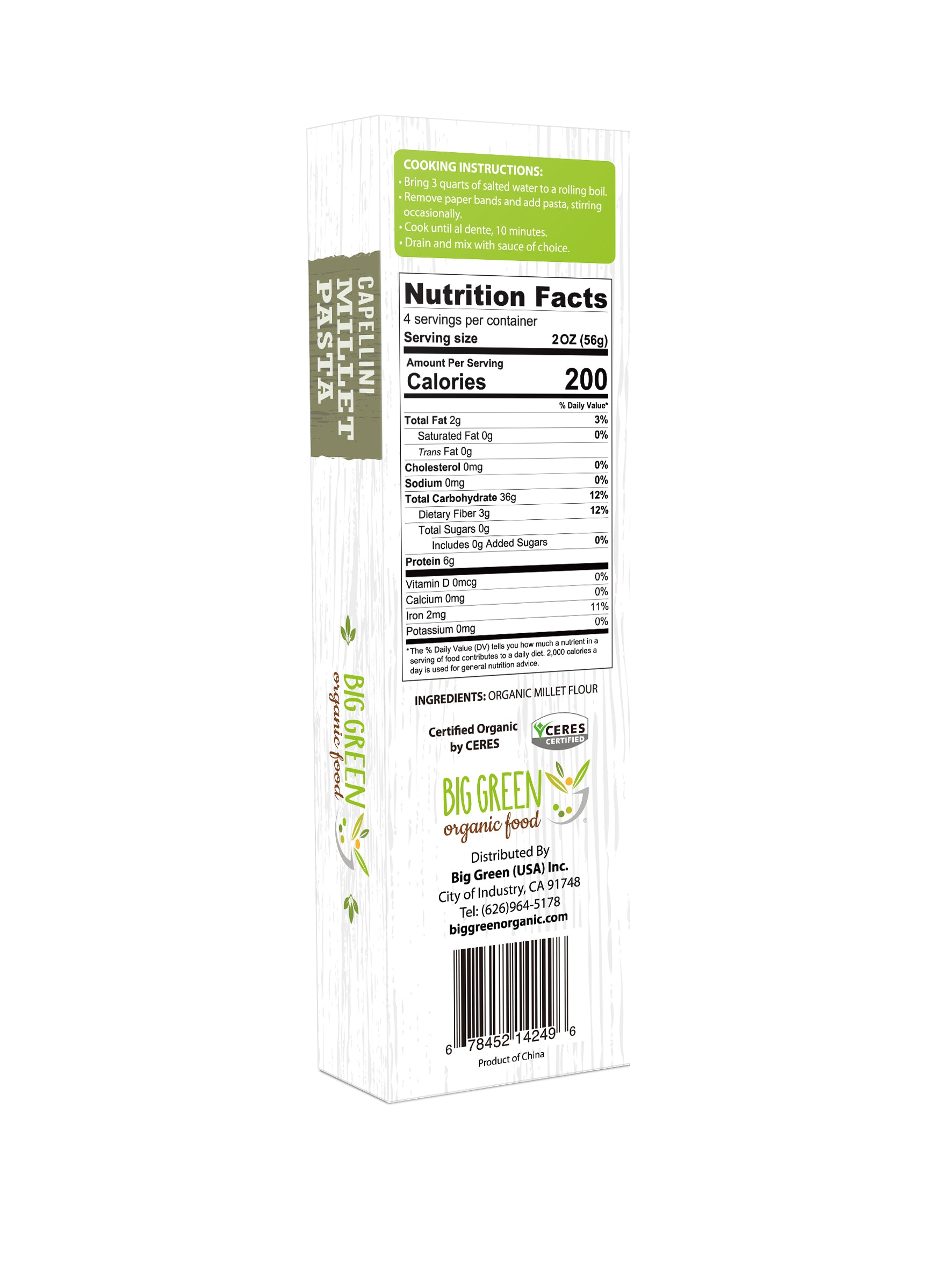 Big Green Organic Food Organic Millet Capellini 有機小米直面