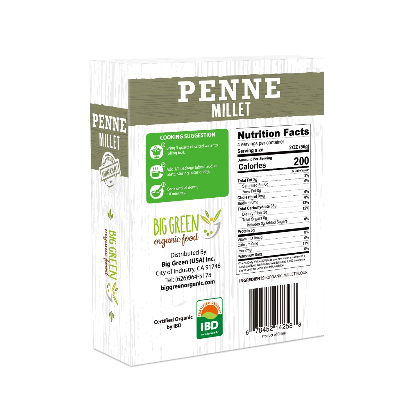 Big Green Organic Food Organic Millet Penne 有機小米通心粉