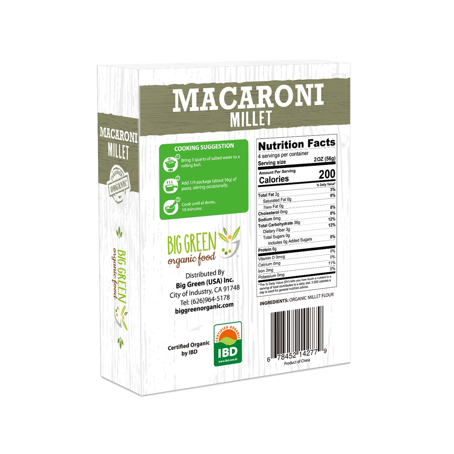 Big Green Organic Food Organic Millet Macaroni 有機小米通心粉
