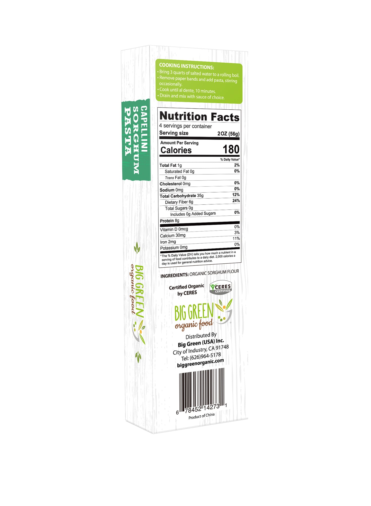 Big Green Organic Food Organic Sorghum Capellini 有機高粱直麵