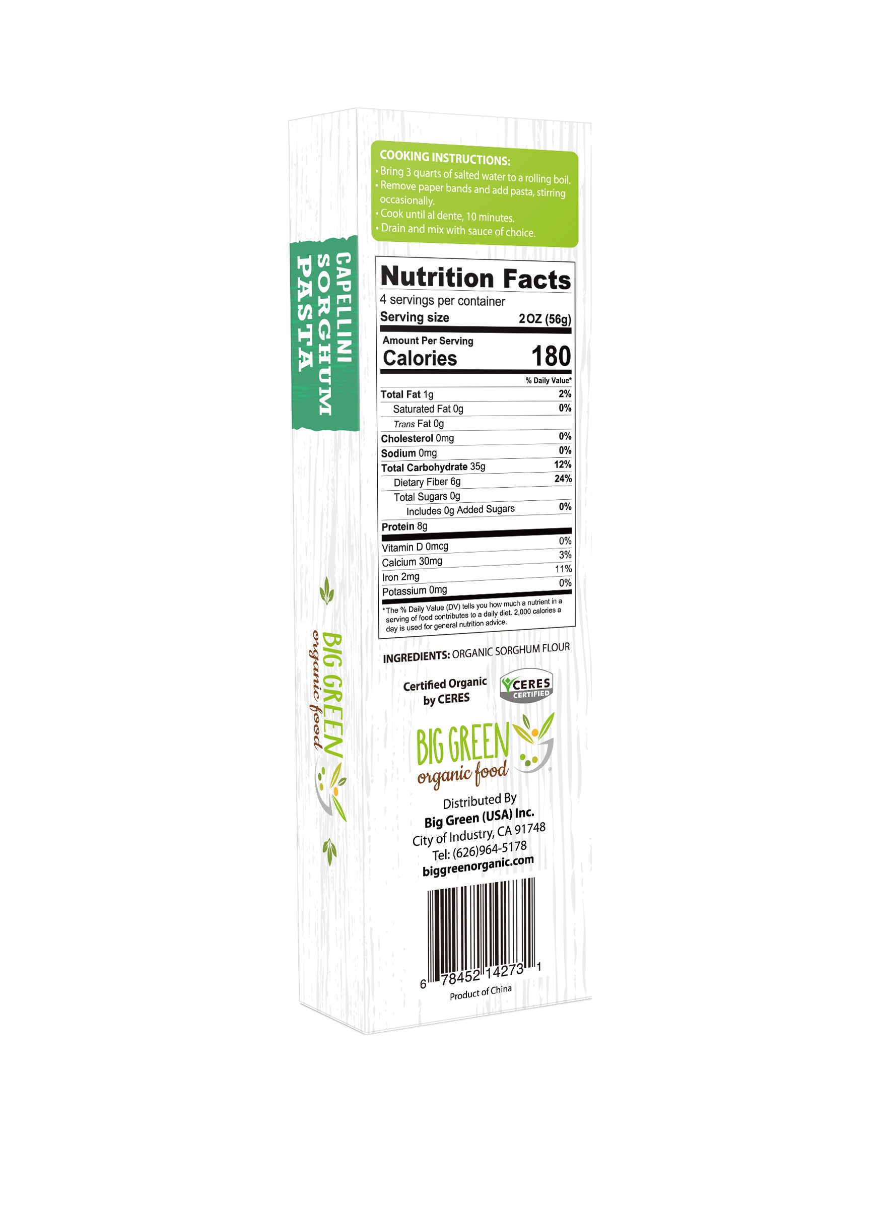 Big Green Organic Food Organic Sorghum Capellini 有機高粱直麵