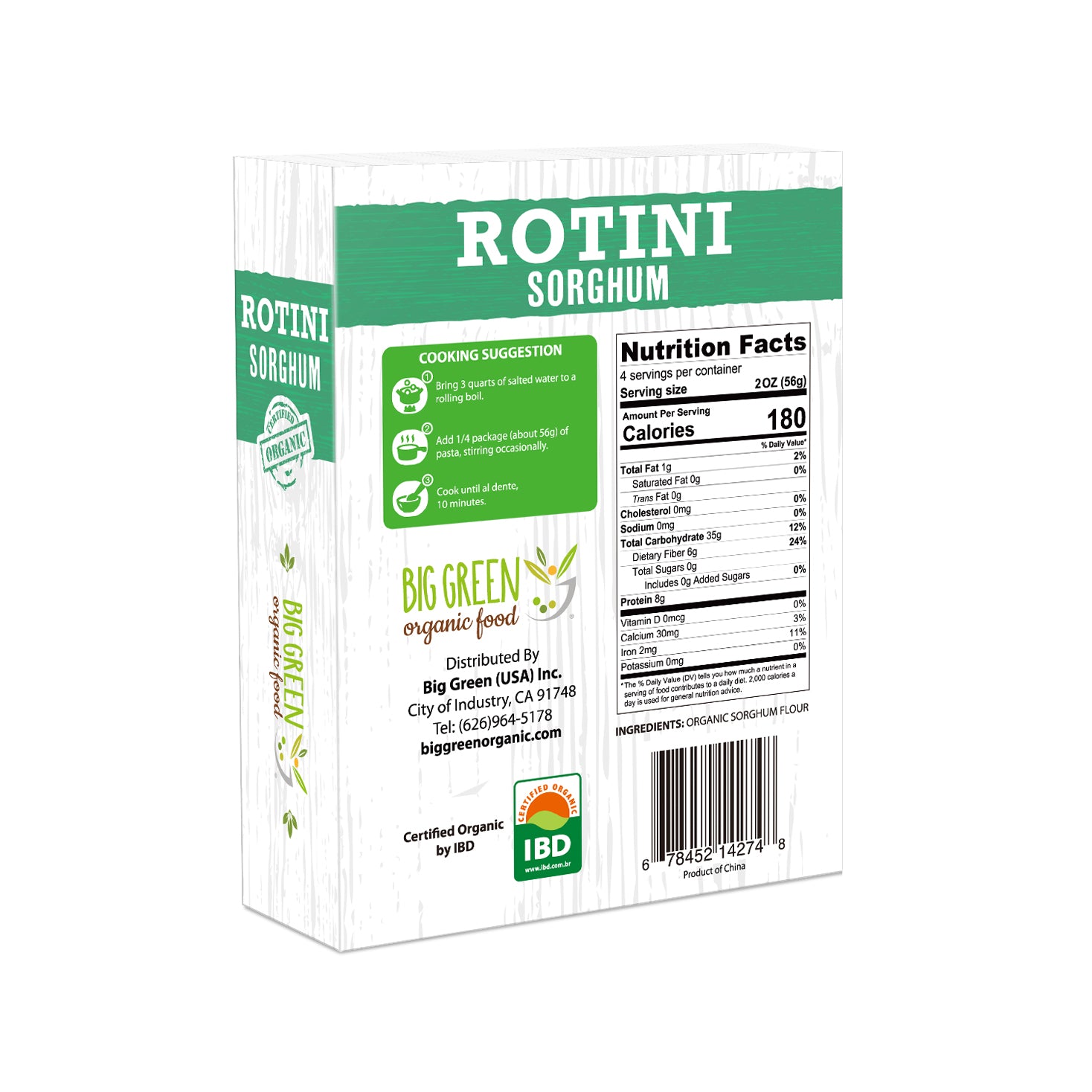 Big Green Organic Food Organic Sorghum Rotini 有機高粱螺旋通心粉