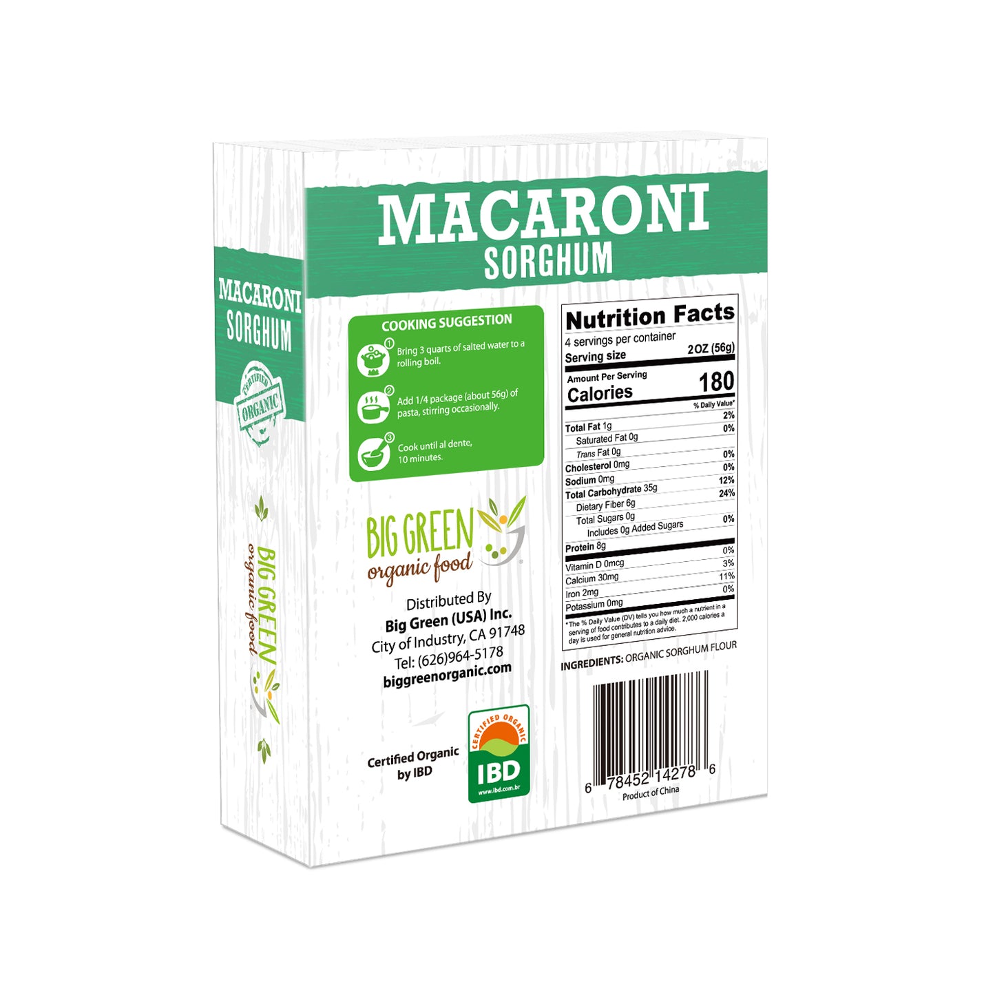 Big Green Organic Food Organic Sorghum Macaroni 有機高粱通心粉