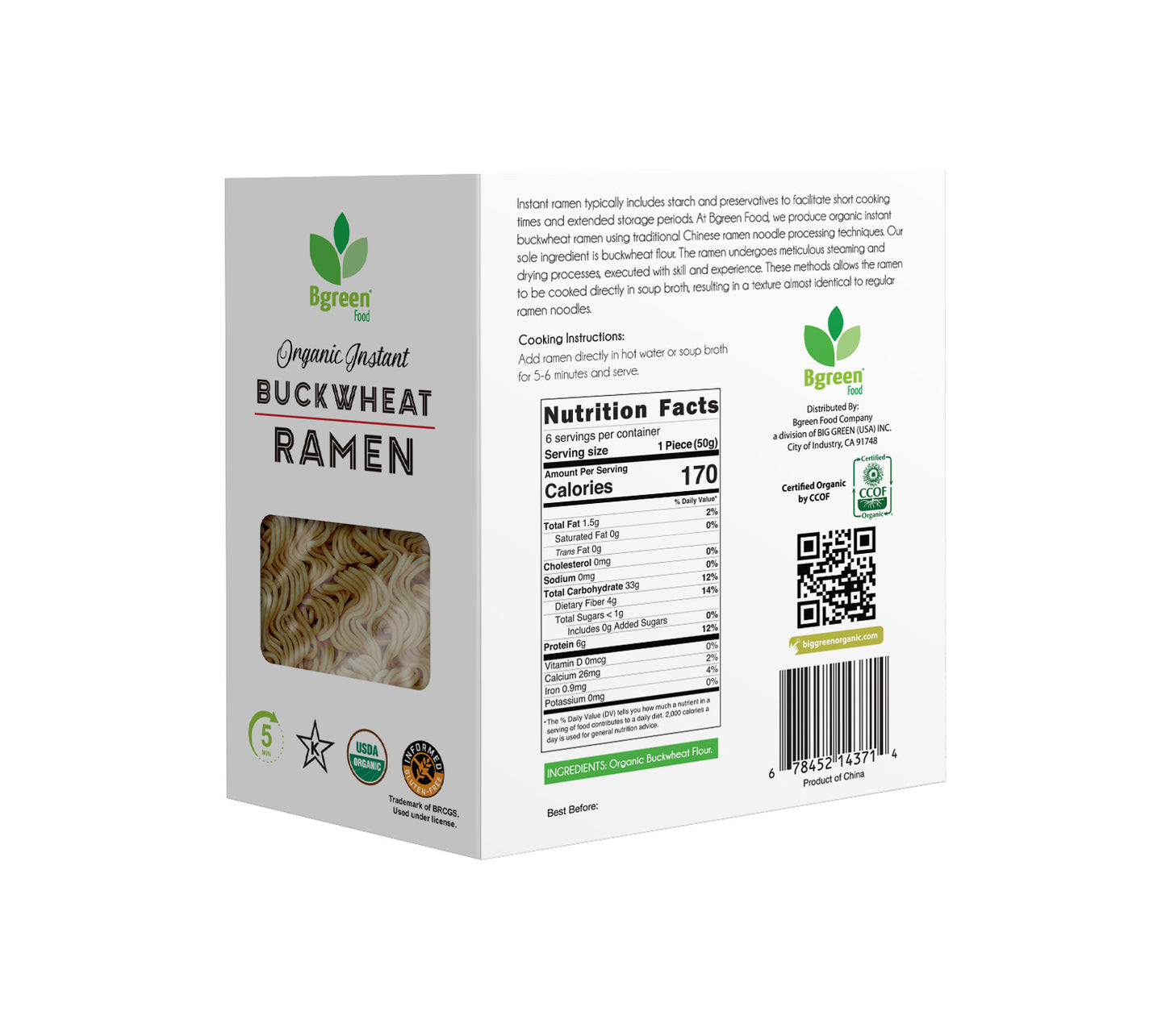 Bgreen Food Organic Instant Buckwheat Ramen 有機快熟蕎麥拉麵