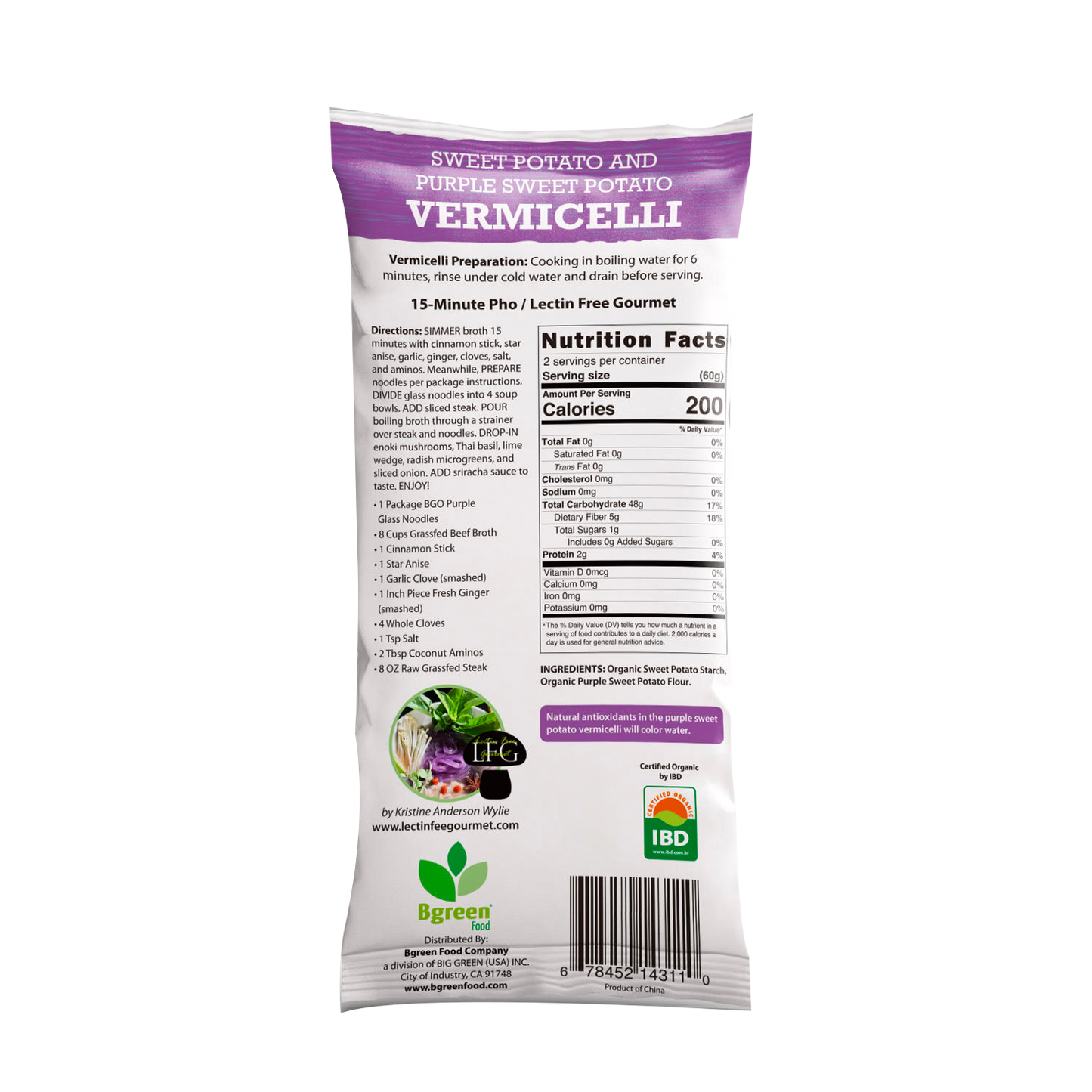 Bgreen Organic Purple Yam + Sweet Potato Vermicelli 有機紫薯粉絲