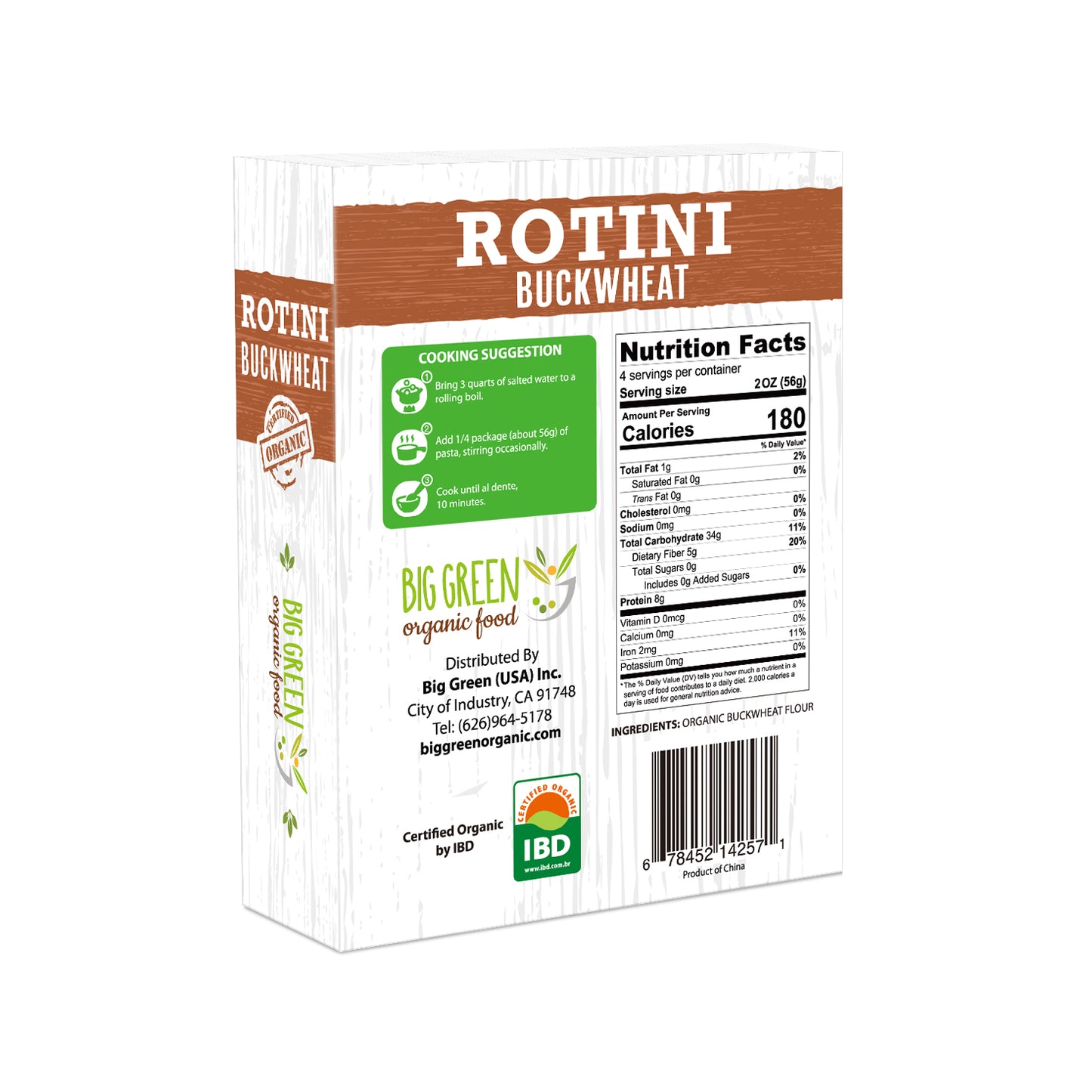 Big Green Organic Food Organic Buckwheat Rotini 有機蕎麥螺旋通心粉