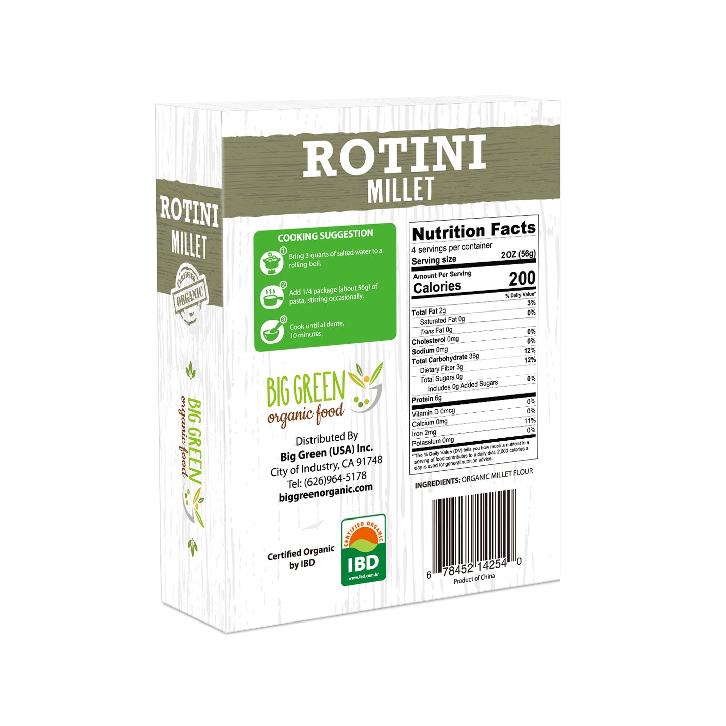 Big Green Organic Food Organic Millet Rotini 有機小米螺旋通心粉