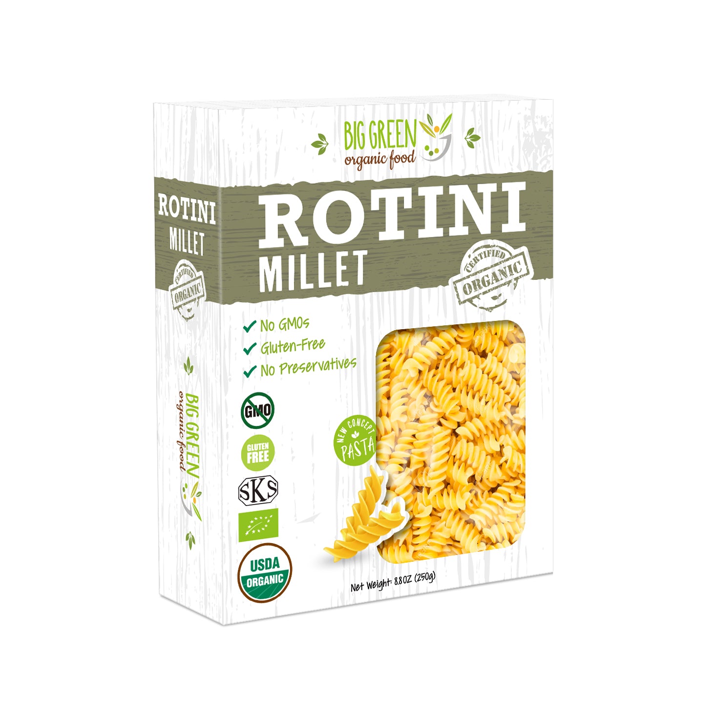 Big Green Organic Food Organic Millet Rotini 有機小米螺旋通心粉